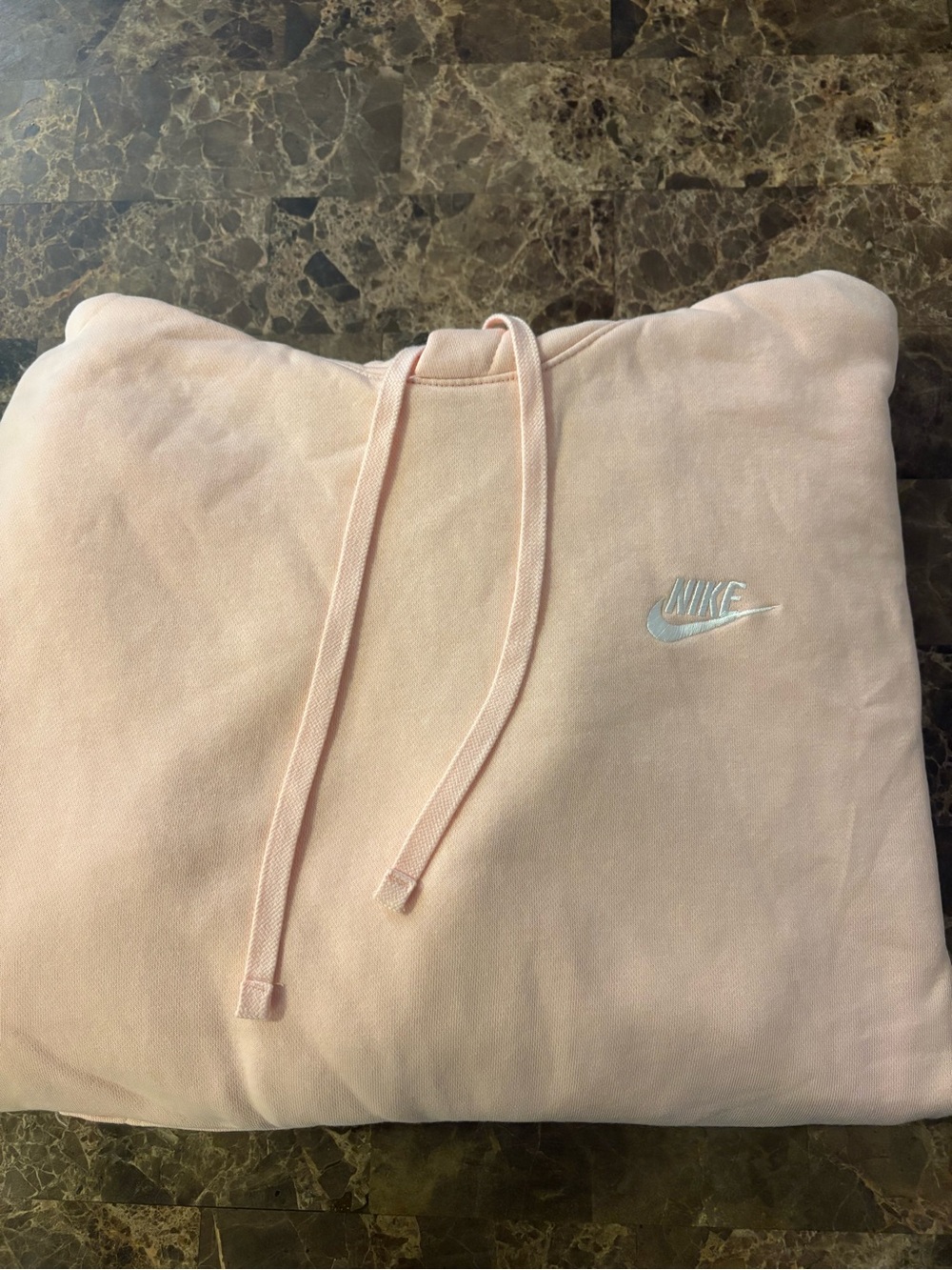 Nike Men’s Pastel Peach Pullover Hoodie with White Swoosh